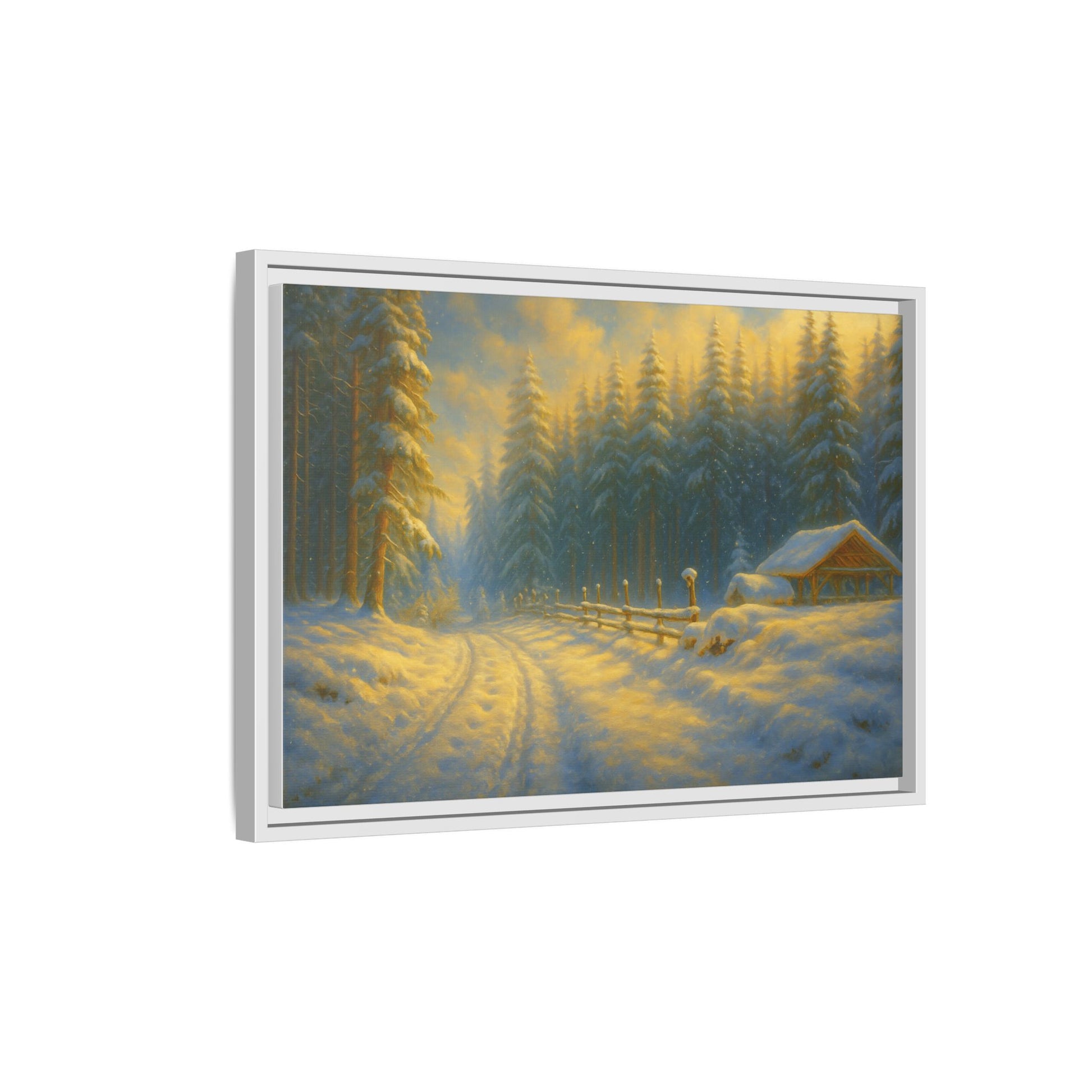 Wall Art Print, Winter Cabin Decor, Nature Scene, Holiday Gift, Cabin Vibes, Christmas Decoration, Matte Canvas, Framed - TRV
