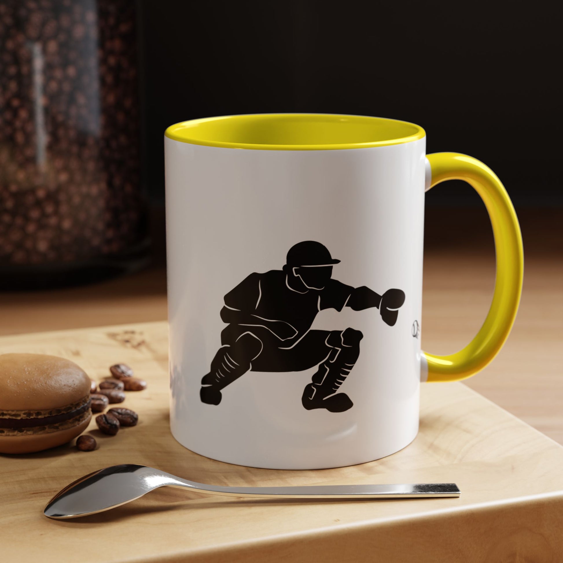 Baseball Catcher Coffee Mug, Sports Gift for Coaches, Black Accent Mug for Fans, Perfect for Birthdays & Celebrations, Unique Cup - TRV