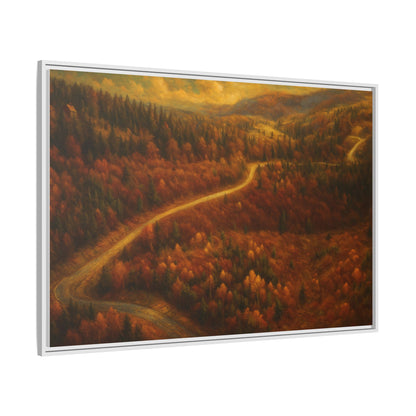 Autumn Landscape Framed Canvas Art, Cozy Home Decor, Warm Fall Vibes, Gift for Nature Lovers, Perfect for Thanksgiving - TRV