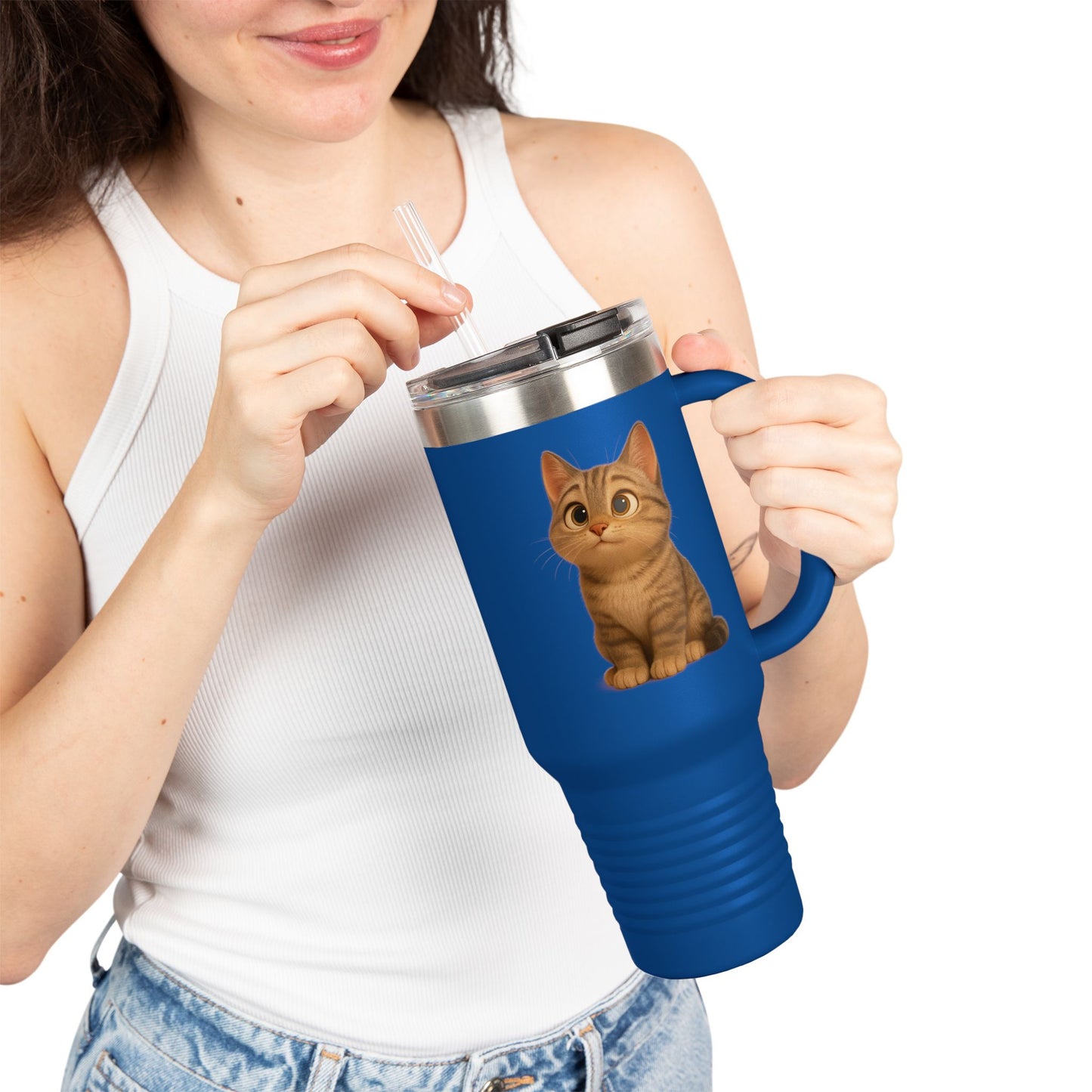 Cute Cat Insulated Travel Mug, 40oz | Perfect Pet Lover Gift | BPA-Free Drinkware, Cozy Coffee Companion, Cat-Themed Hydration