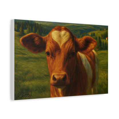 Cow Calf Portrait Canvas Print, Farm Animal Wall Art Decoration, Custom Matte Canvas Picture, Barnyard Animal Rustic Decor, Personalized - TRV