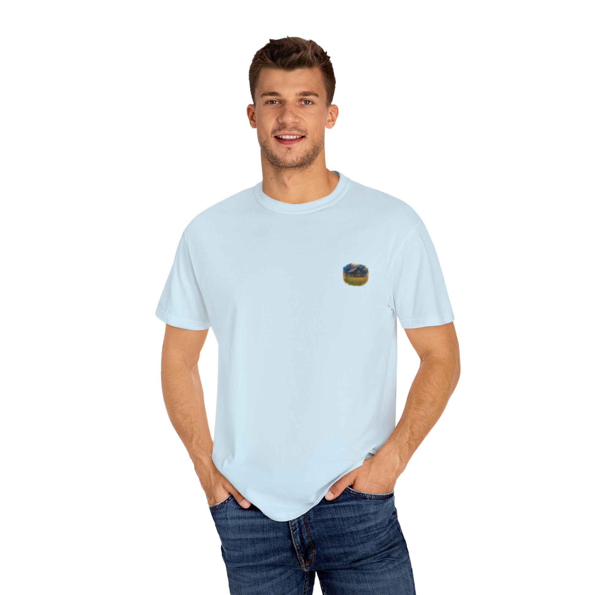 Rustic Landscape T-shirt | Relaxed Fit Tee, Casual Wear, Nature Lover Gift, Summer Outing Top, Eco-Friendly Apparel - TRV