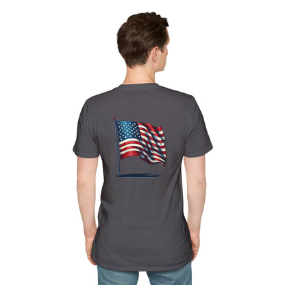 Patriotic Unisex Softstyle T-Shirt, American Flag Tee, USA Pride Shirt, Perfect for Independence Day, Casual Wear - TRV