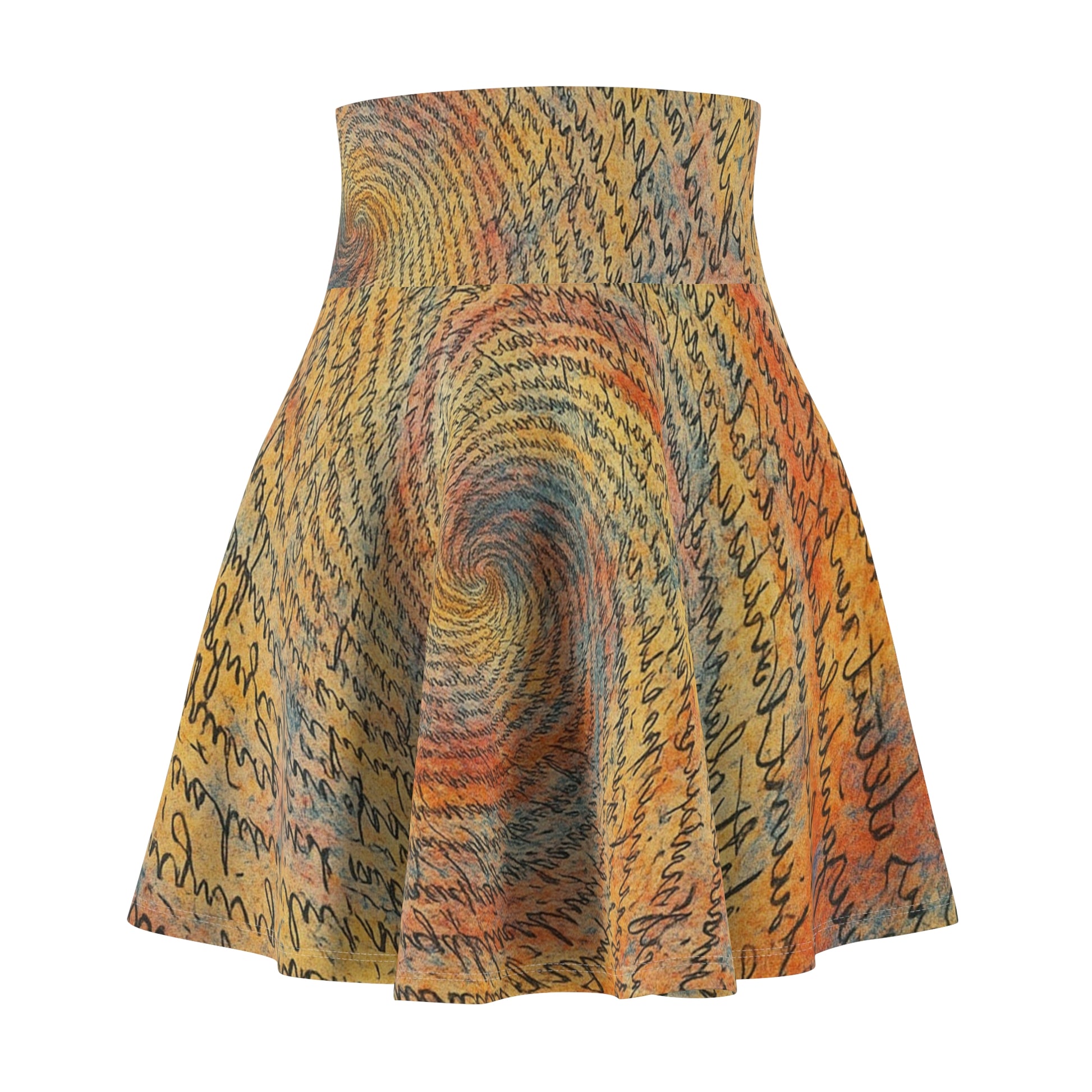 Bohemian Women's Skater Skirt (AOP) - Vibrant Spiral Pattern, Casual Wear, Festival Outfit, Unique Gift, Flowy Summer Skirt - TRV