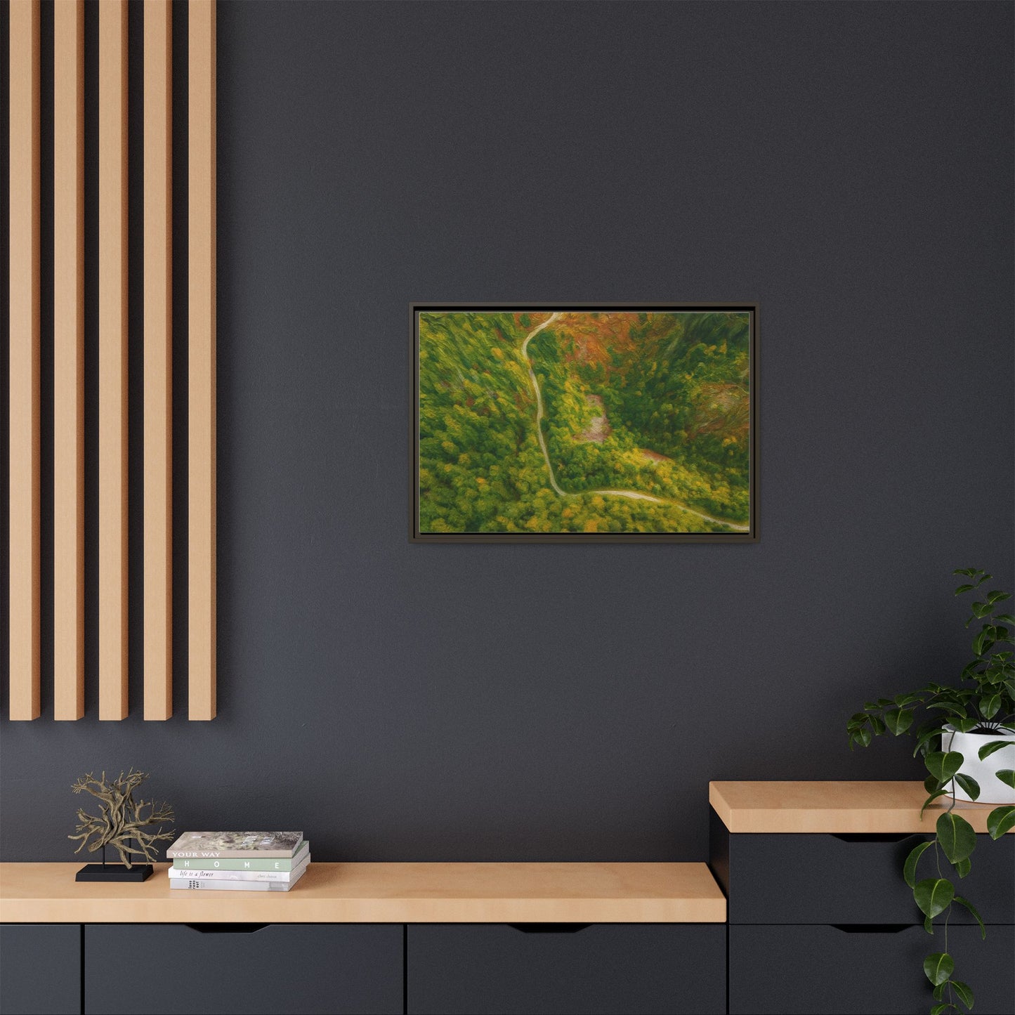 Framed Nature Canvas Art Print, Vibrant Forest Wall Decor, Abstract Landscape Artwork, Home Decoration, Gift for Nature Lovers - TRV