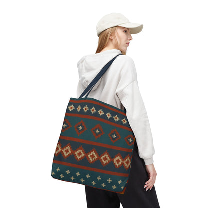 Southwestern Diamond Pattern Tote Bag | Aztec Tribal Geometric Print - TRV
