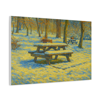Winter Picnic Canvas Art Print, Cozy Home Decor, Seasonal Wall Art, Nature-Inspired Artwork, Perfect for Holidays - TRV