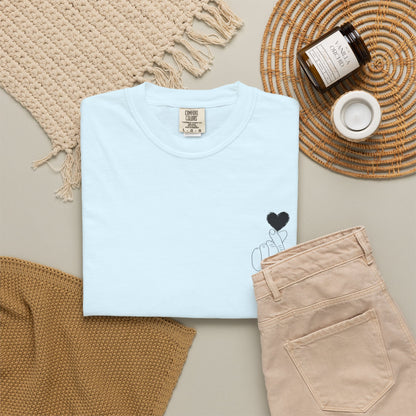 Unisex Garment-Dyed T-Shirt with Heart Design | Casual Trendy Wear for All Occasions