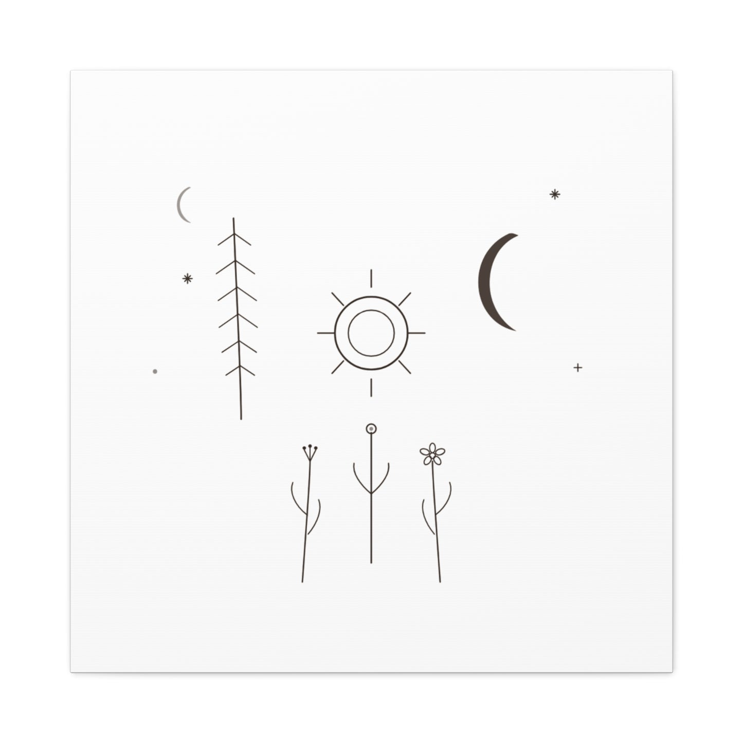 Minimal Sun Moon Botanical Canvas | Stretched Matte Wall Art