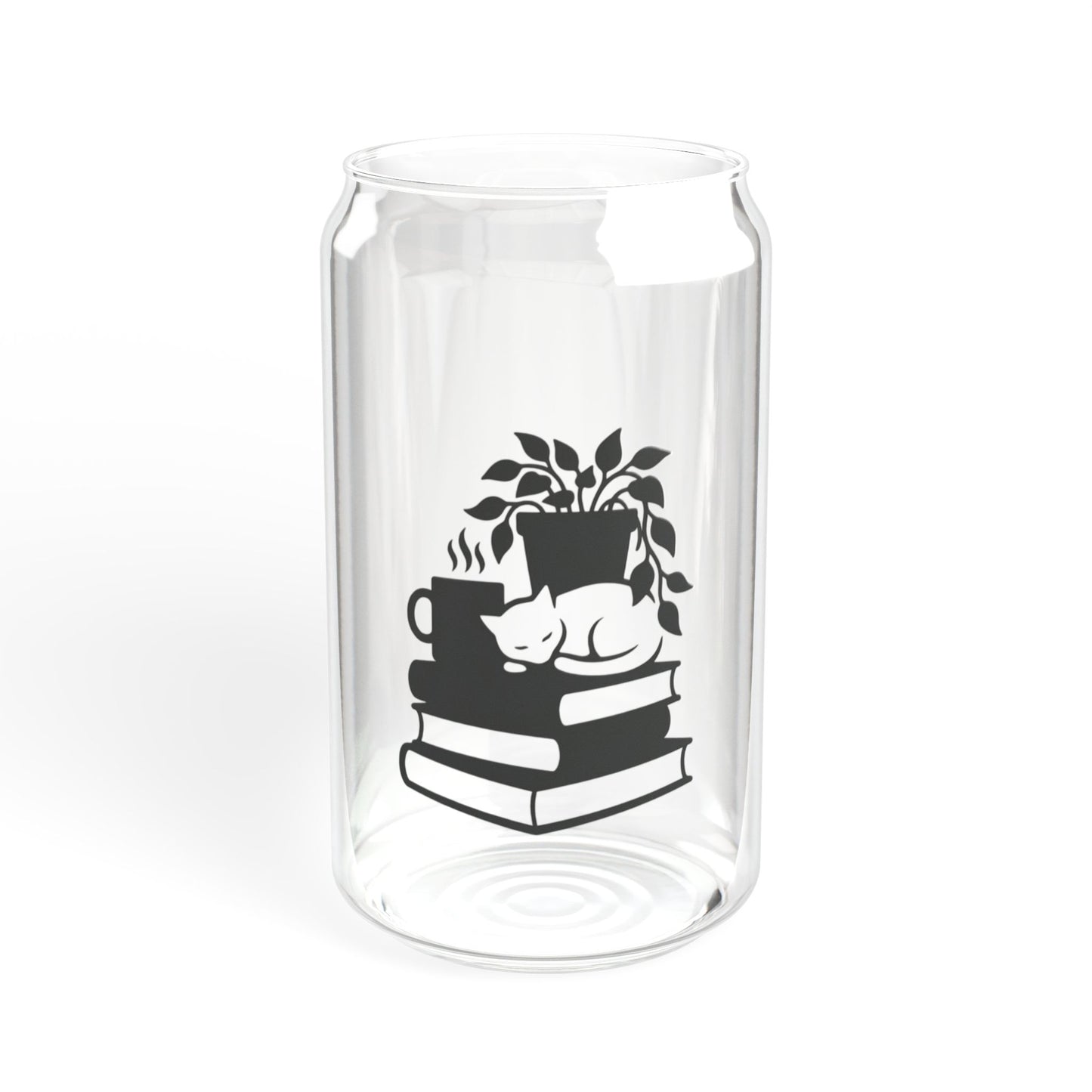 Glass Sipper Cup — Cozy Booklover Design (16oz)