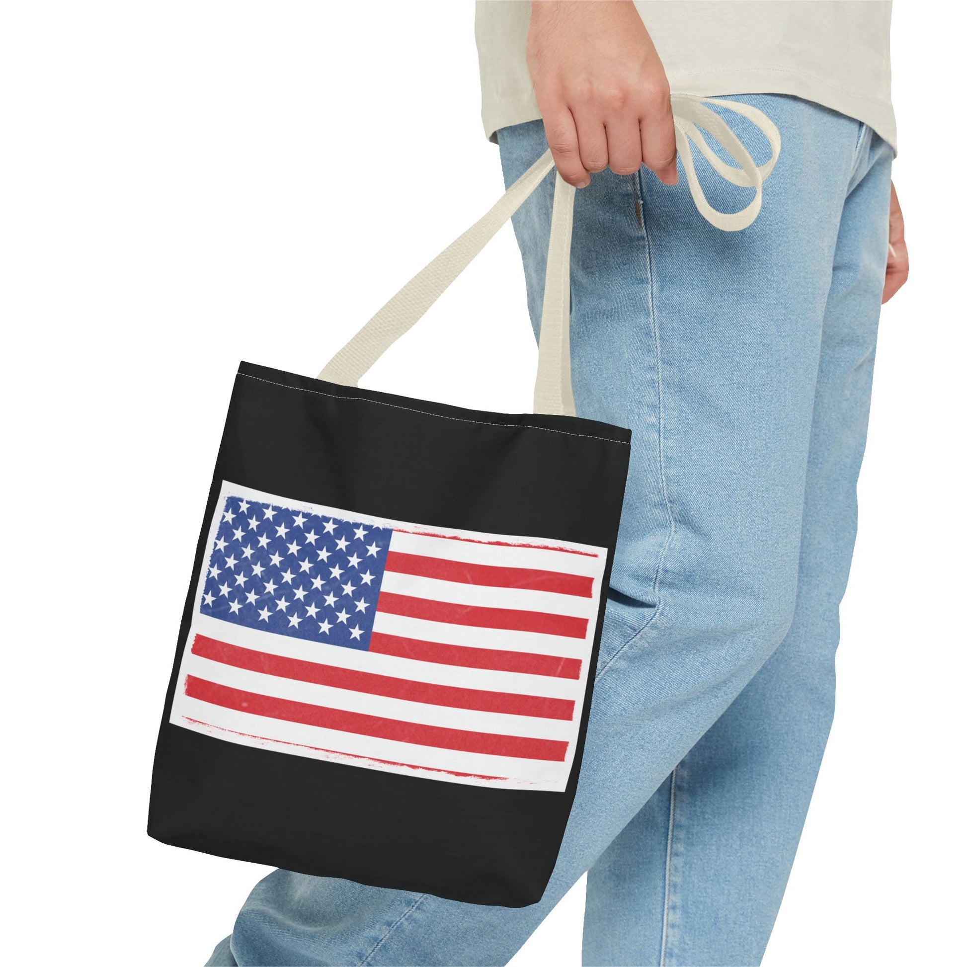 Patriotic Tote Bag, American Flag Carryall, Beach Bag, Reusable Shopping Tote, Independence Day Gift - TRV