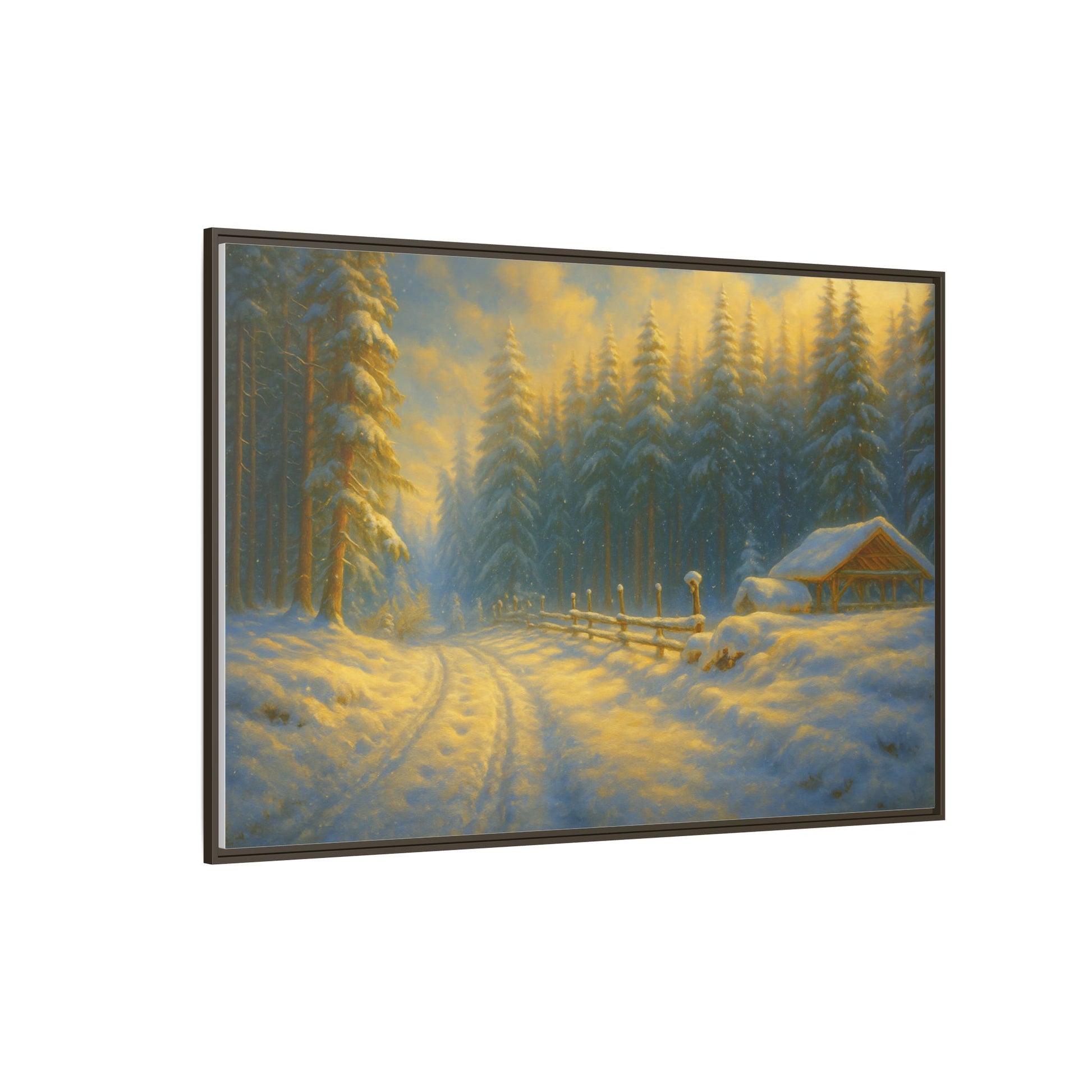 Wall Art Print, Winter Cabin Decor, Nature Scene, Holiday Gift, Cabin Vibes, Christmas Decoration, Matte Canvas, Framed - TRV