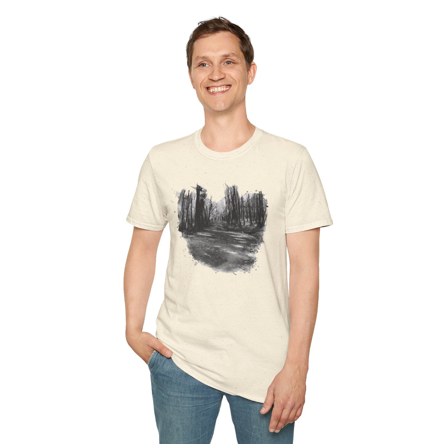 Minimalist Nature-Inspired Unisex Softstyle T-Shirt, Casual Wear, Everyday Style, Gift for Nature Lovers, Eco-Friendly Fashion