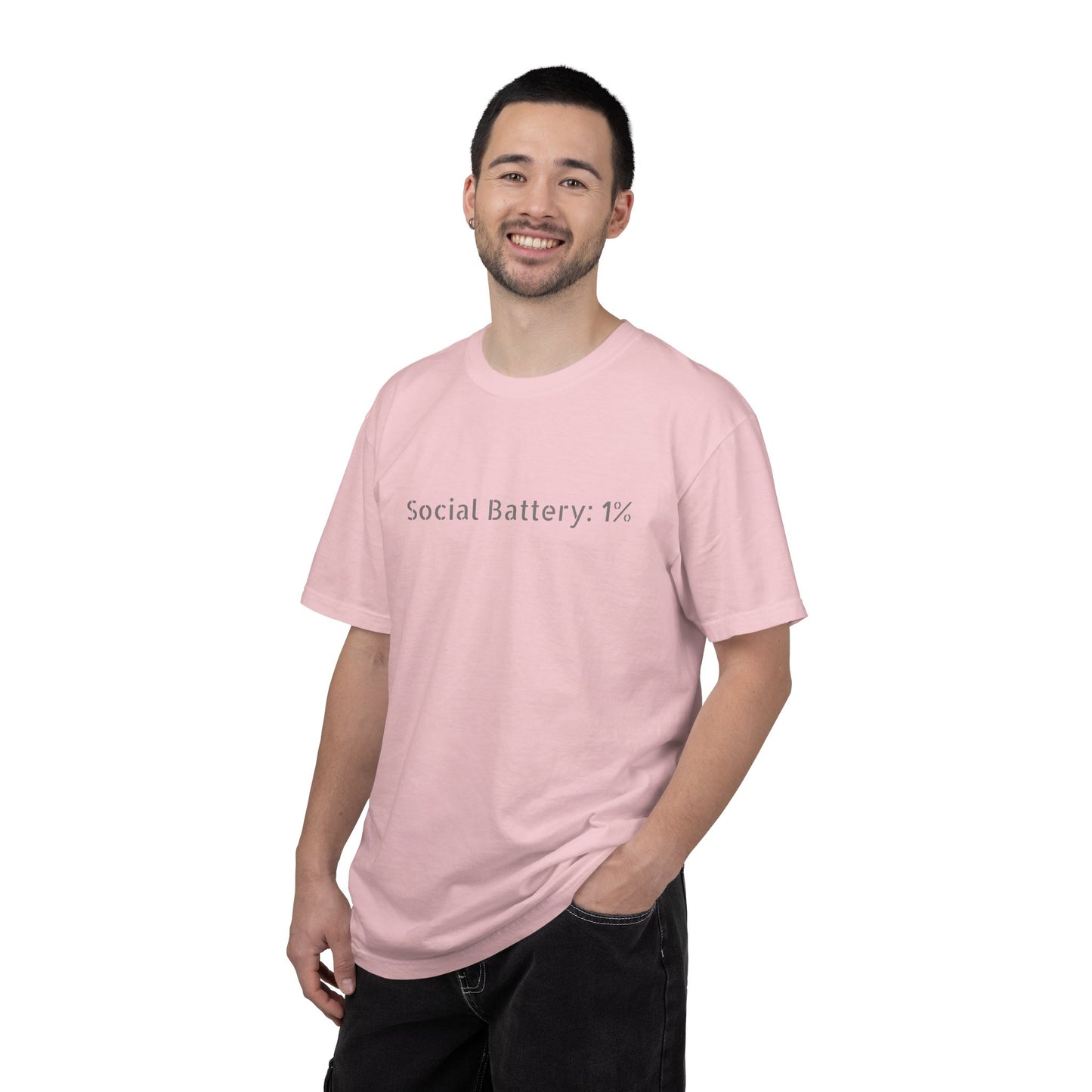 Social Battery 1% T-shirt | Introvert Funny Text Tee