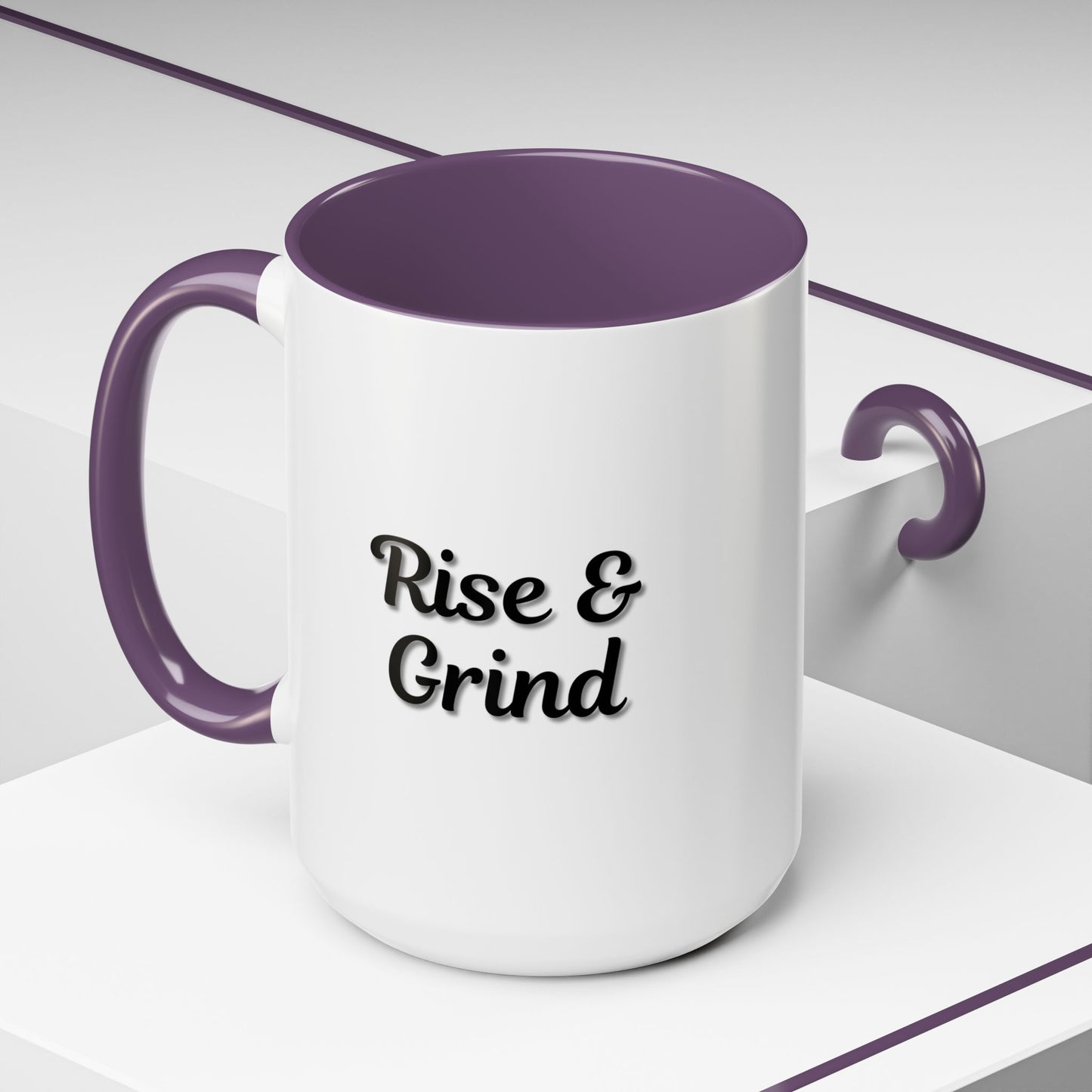 Motivational Rise & Grind Coffee Mug, Black Accent Mug, Daily Inspiration, Gift for Coffee Lovers, 11oz 15oz Ceramic Cup