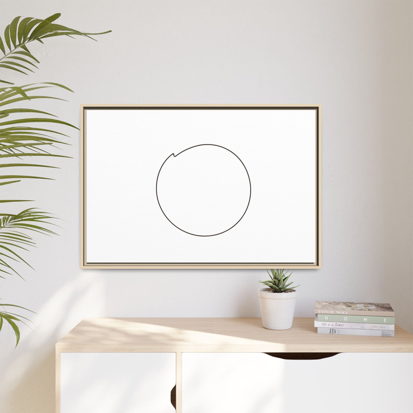 Minimal Circle Line Matte Canvas Framed | Modern Abstract Wall Art