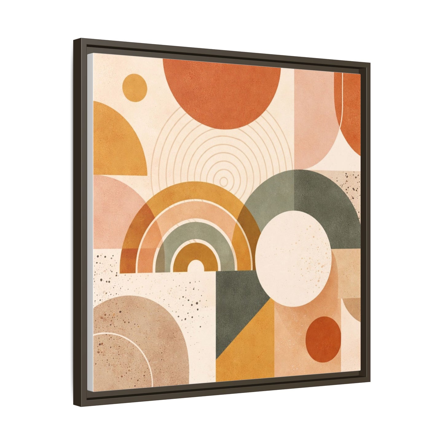 Abstract Terracotta Geometric Rainbow Matte Canvas Framed