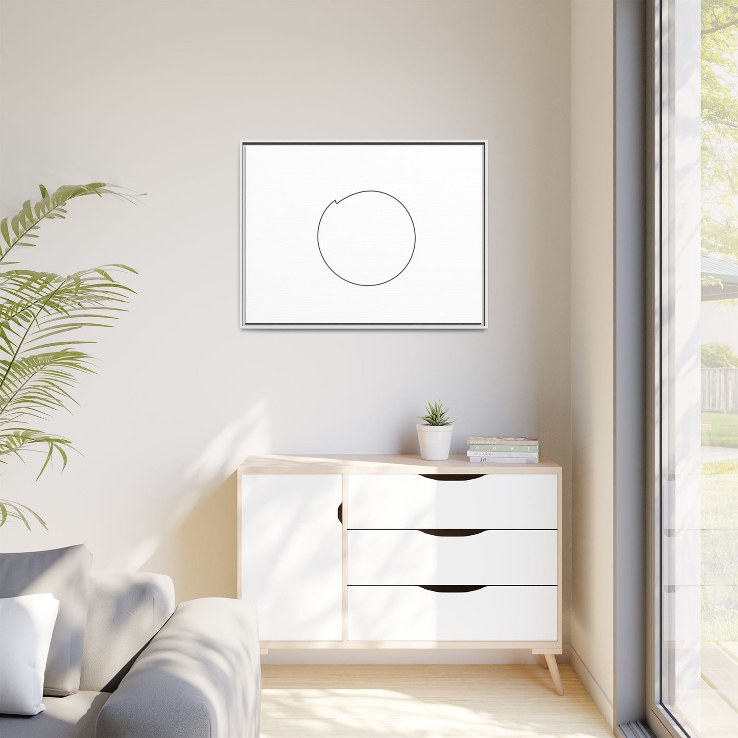 Minimal Circle Line Matte Canvas Framed | Modern Abstract Wall Art