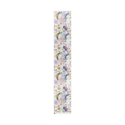 Floral Butterfly Wrapping Paper Roll — Elegant Blue & Gold Garden Gift Wrap