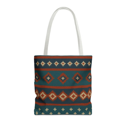 Southwestern Diamond Pattern Tote Bag | Aztec Tribal Geometric Print - TRV