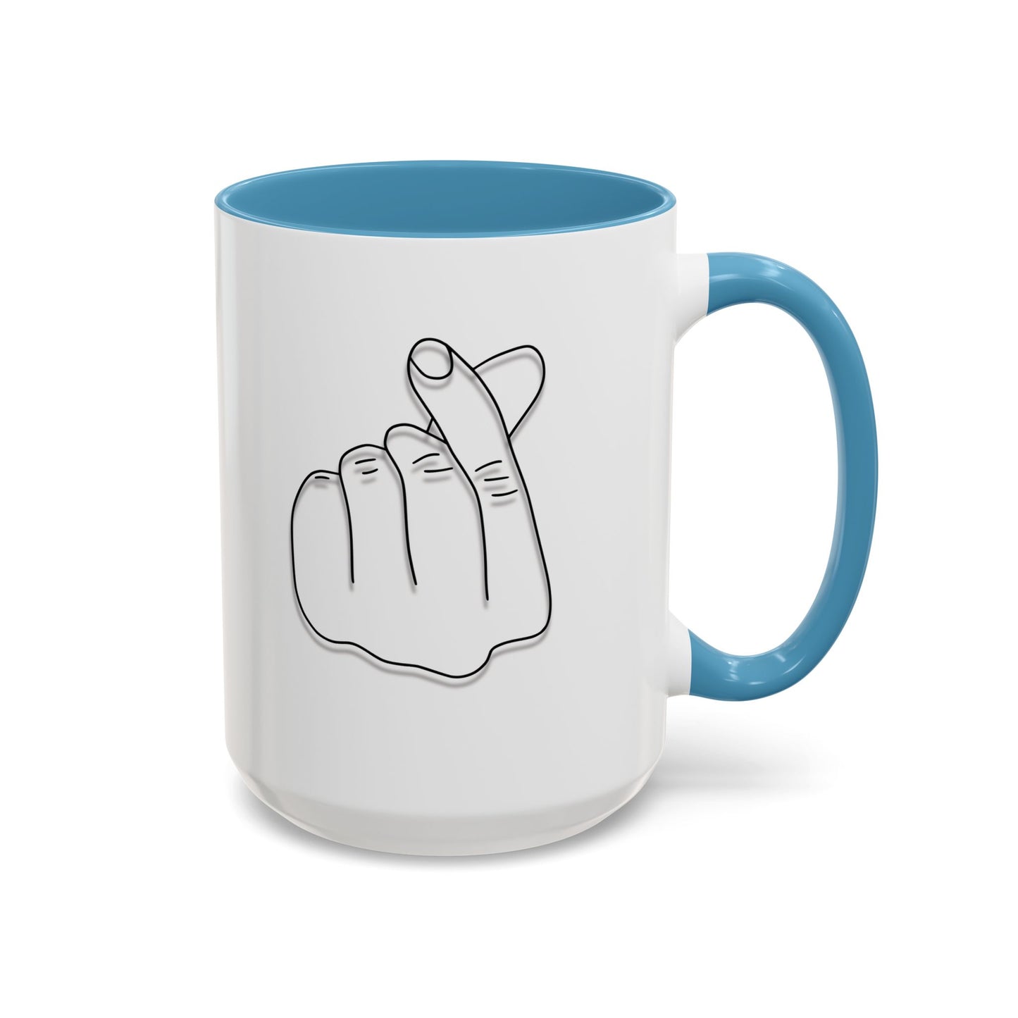 K-Pop Accent Mug - Love Gesture Design (11oz, 15oz), Korean Pop Coffee Cup, K-Pop Lover Gift, Cute Drinkware, Unique Mug