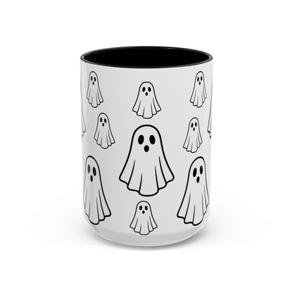 Cute Ghost Accent Coffee Mug, Halloween Mug, Spooky Drinkware, Gift for Ghost Lovers, Seasonal Decor, Unique Coffee Cup - TRV
