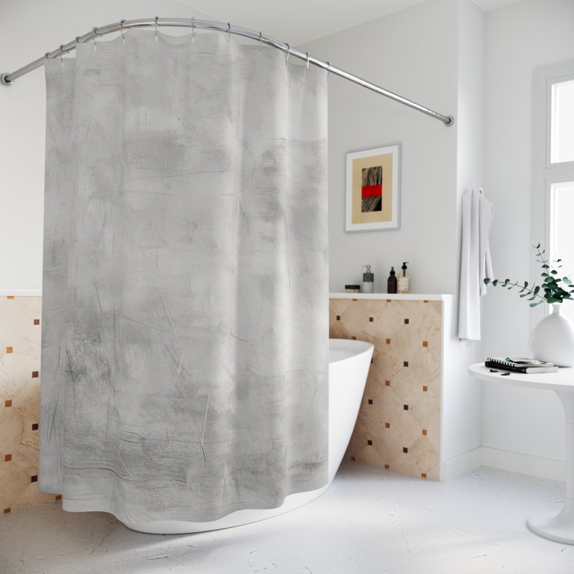 Elegant Gray Shower Curtain for Modern Bathrooms, Minimalist Bathroom Decor, Home Essentials, Gift for Housewarming, Cool Bathroom [...] - TRV