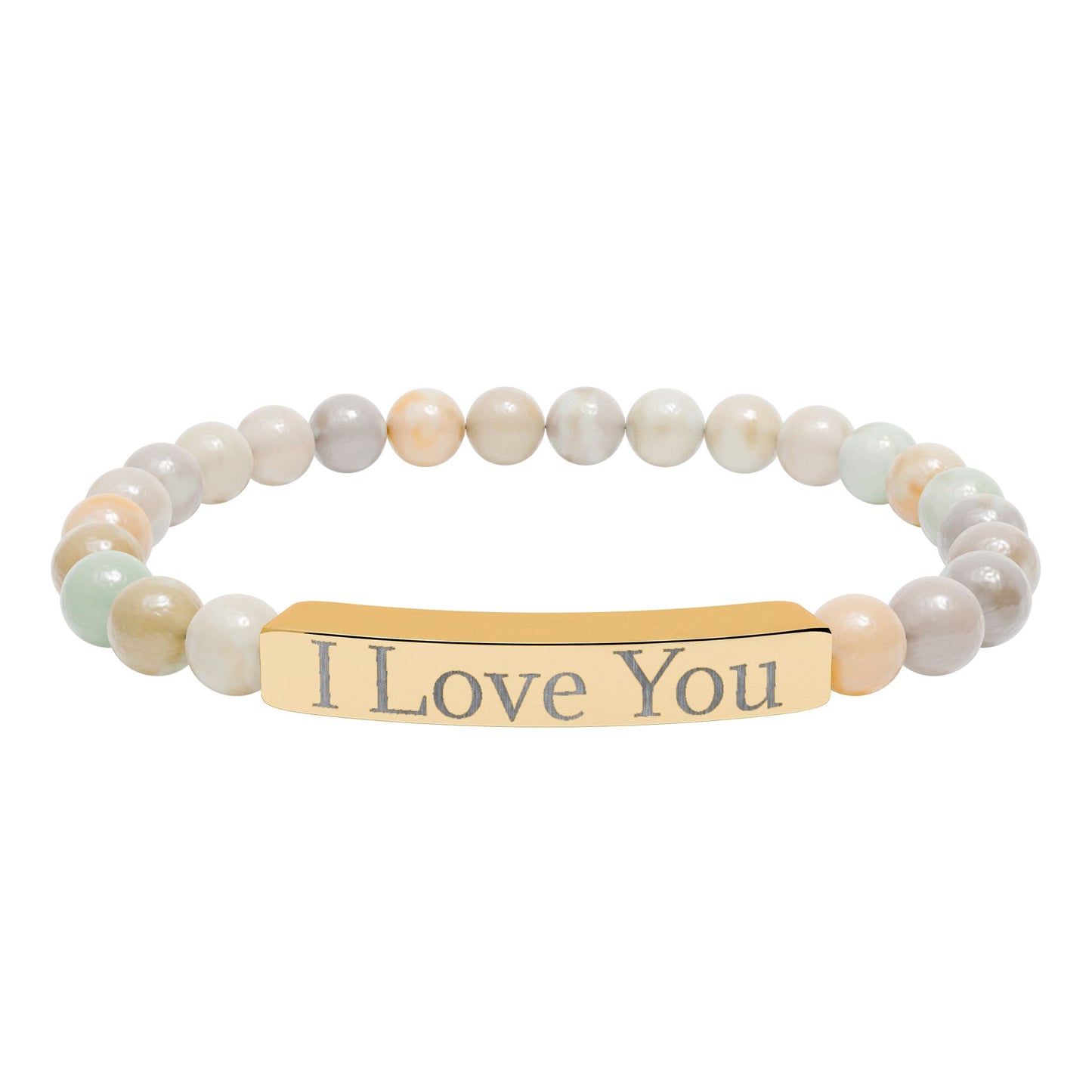 I Love You engraved stone stretch bracelet | Natural stone beaded bracelet - TRV