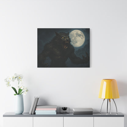 Werewolf Moon Canvas Art | Dark Fantasy Decor for Halloween, Gothic Home, Werewolf Lover Gift, Unique Wall Art, Spooky Decor - TRV