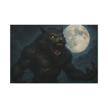 Werewolf Moon Canvas Art | Dark Fantasy Decor for Halloween, Gothic Home, Werewolf Lover Gift, Unique Wall Art, Spooky Decor - TRV