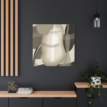 Abstract neutral pear still life on canvas, featuring a modern design with soft tones, created by Printify.