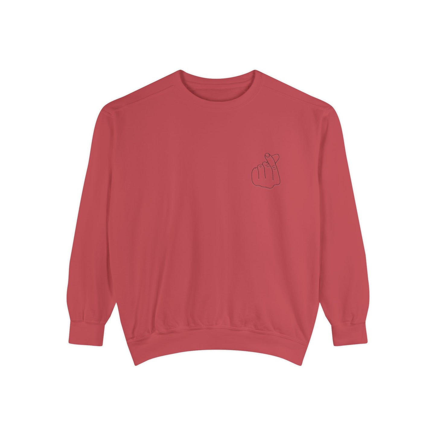 Minimalist Peace Hand Sweatshirt — Small Chest Line Art Crewneck