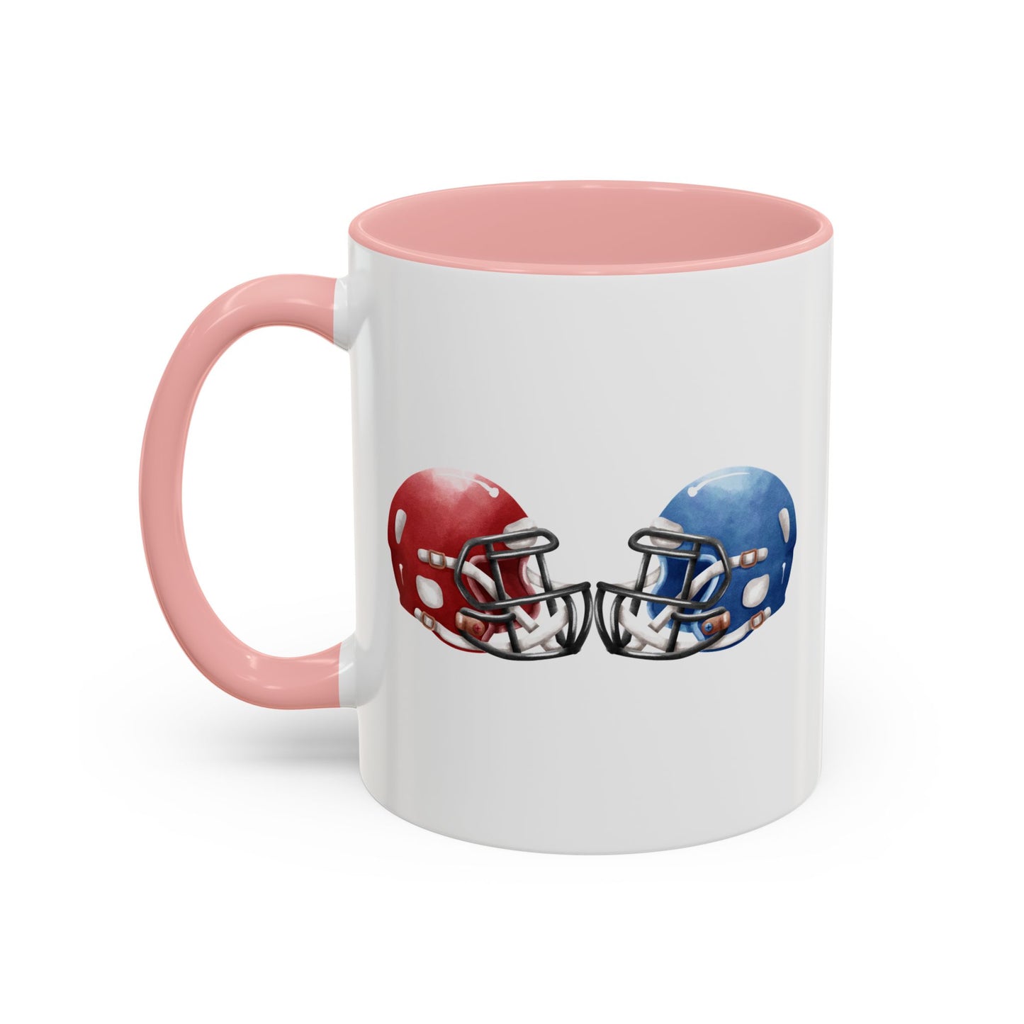 Football Helmet Coffee Mug — Red vs Blue Rivalry Accent Mug (11/15oz)