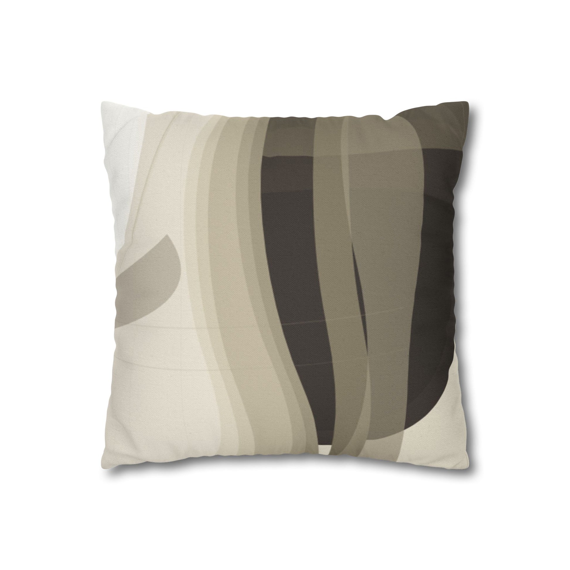 Abstract neutral leaf artwork pillowcase for square decorative pillows, featuring nature-inspired print by Printify.