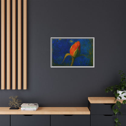Red Rose Bud Painting Canvas Framed | Matte Wall Art - TRV