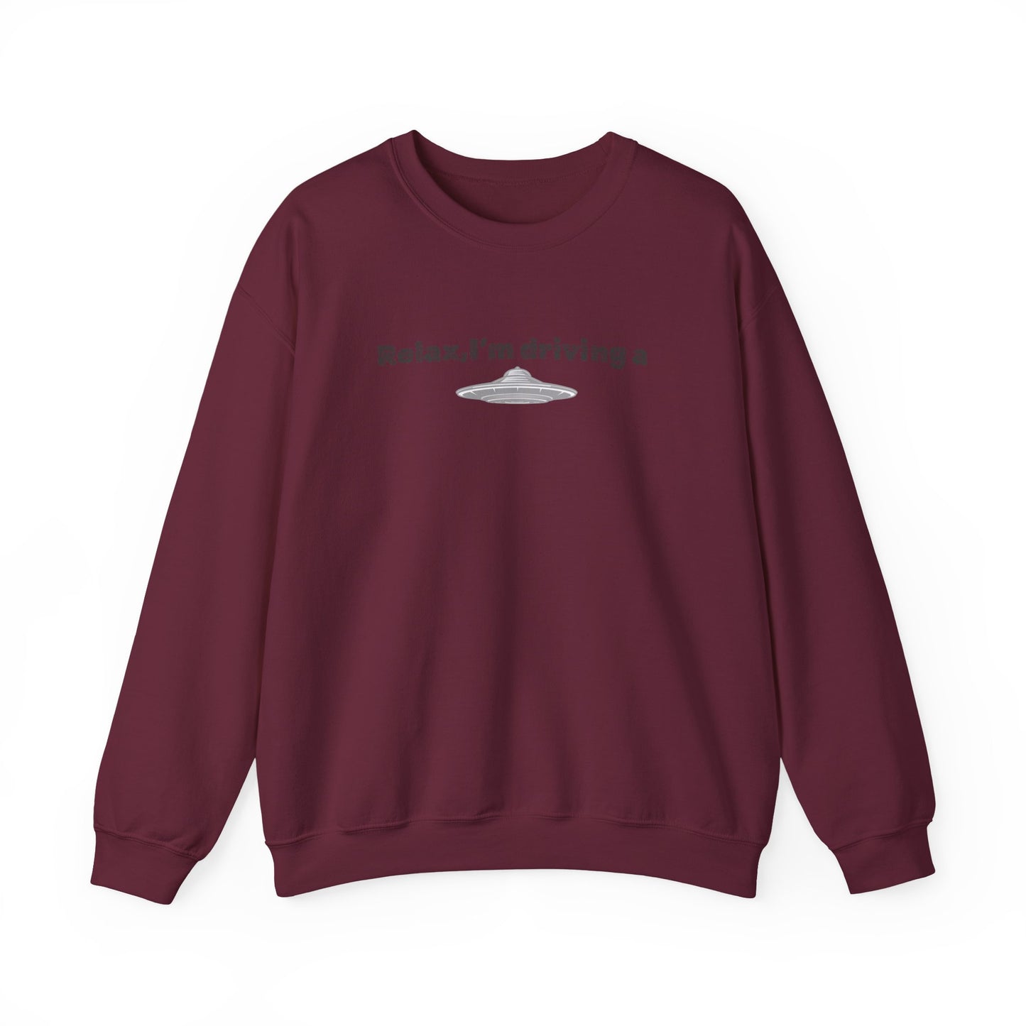 Relaxing UFO Driving Sweatshirt, Funny Gift for UFO Lovers, Unisex Crewneck Pullover, Casual Wear, Space Enthusiast Apparel