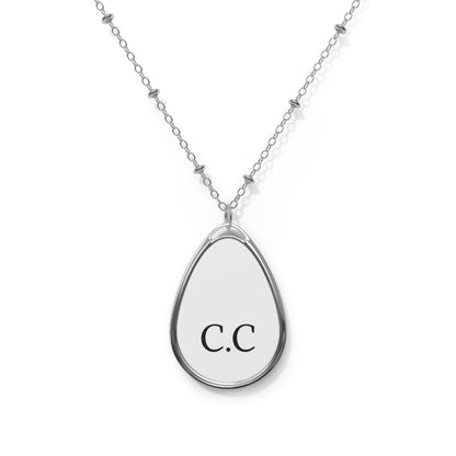 Monogram Initials Oval Necklace | Personalized Teardrop Pendant - TRV