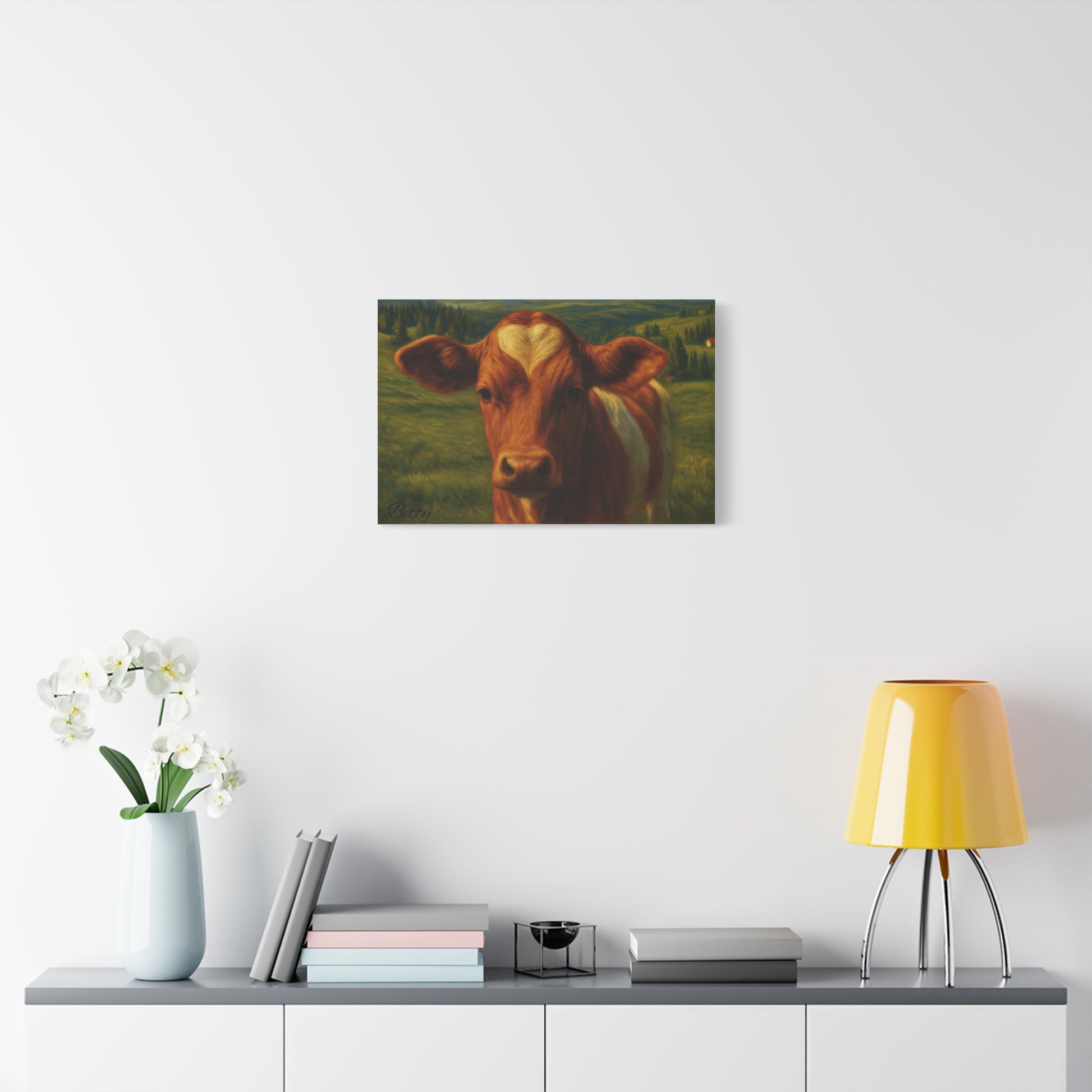 Cow Calf Portrait Canvas Print, Farm Animal Wall Art Decoration, Custom Matte Canvas Picture, Barnyard Animal Rustic Decor, Personalized - TRV