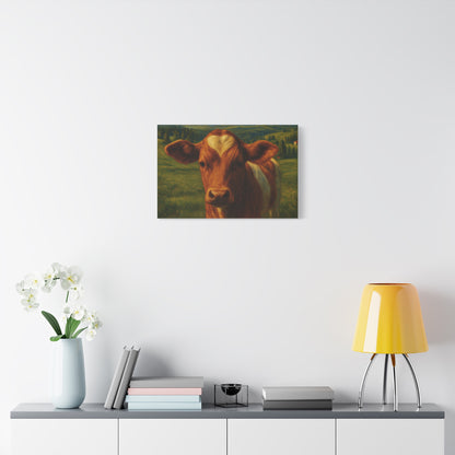 Cow Calf Portrait Canvas Print, Farm Animal Wall Art Decoration, Custom Matte Canvas Picture, Barnyard Animal Rustic Decor, Personalized - TRV