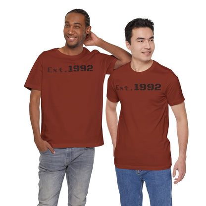 Est. 1992 Unisex Jersey Tee - Retro Birthday Gift, Casual Wear, Cool Vintage T-Shirt, Gift for Him, Gift for Her - TRV
