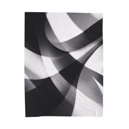 Black smoke abstract design velveteen plush blanket with monochrome swirl pattern, soft all-over print by Printify.