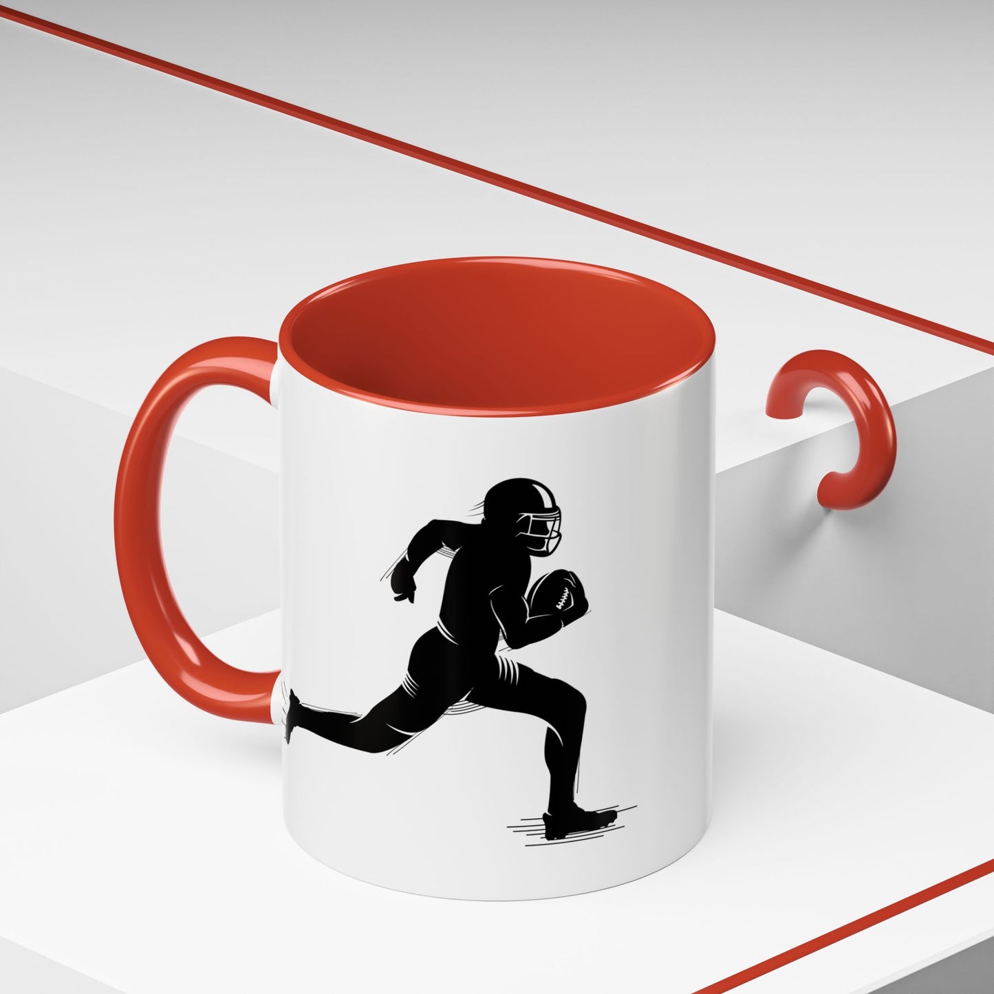Football Player Themed Accent Coffee Mug, Sports Fan Gift, Unique Mug for Athletes, Coffee Lover, Game Day Essential - TRV