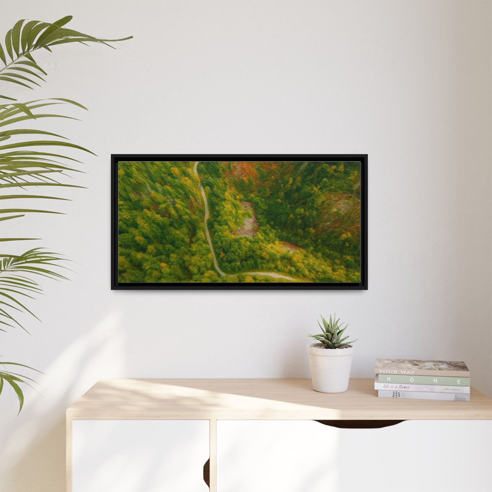 Framed Nature Canvas Art Print, Vibrant Forest Wall Decor, Abstract Landscape Artwork, Home Decoration, Gift for Nature Lovers - TRV