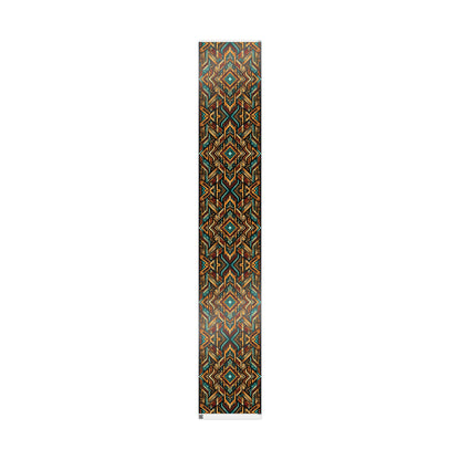 Geometric Boho Wrapping Paper Roll — Teal & Burnt Orange Tribal Pattern