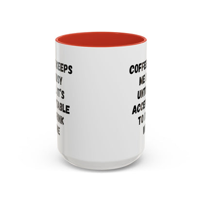 Funny Coffee Mug - "Coffee Keeps Me Busy Until It's Acceptable to Drink Wine" - Great for Mornings, Gifts, Office, Relaxation, Home