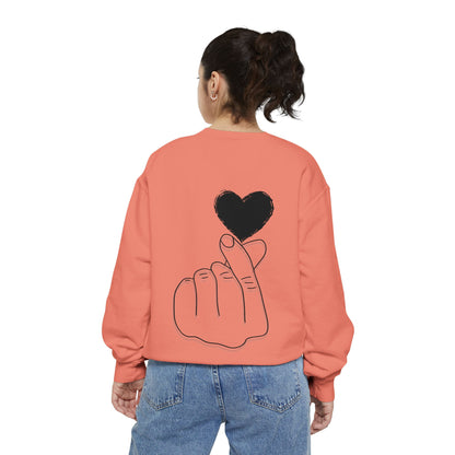 Unisex Garment-Dyed Sweatshirt with Heart Design - Cozy & Stylish