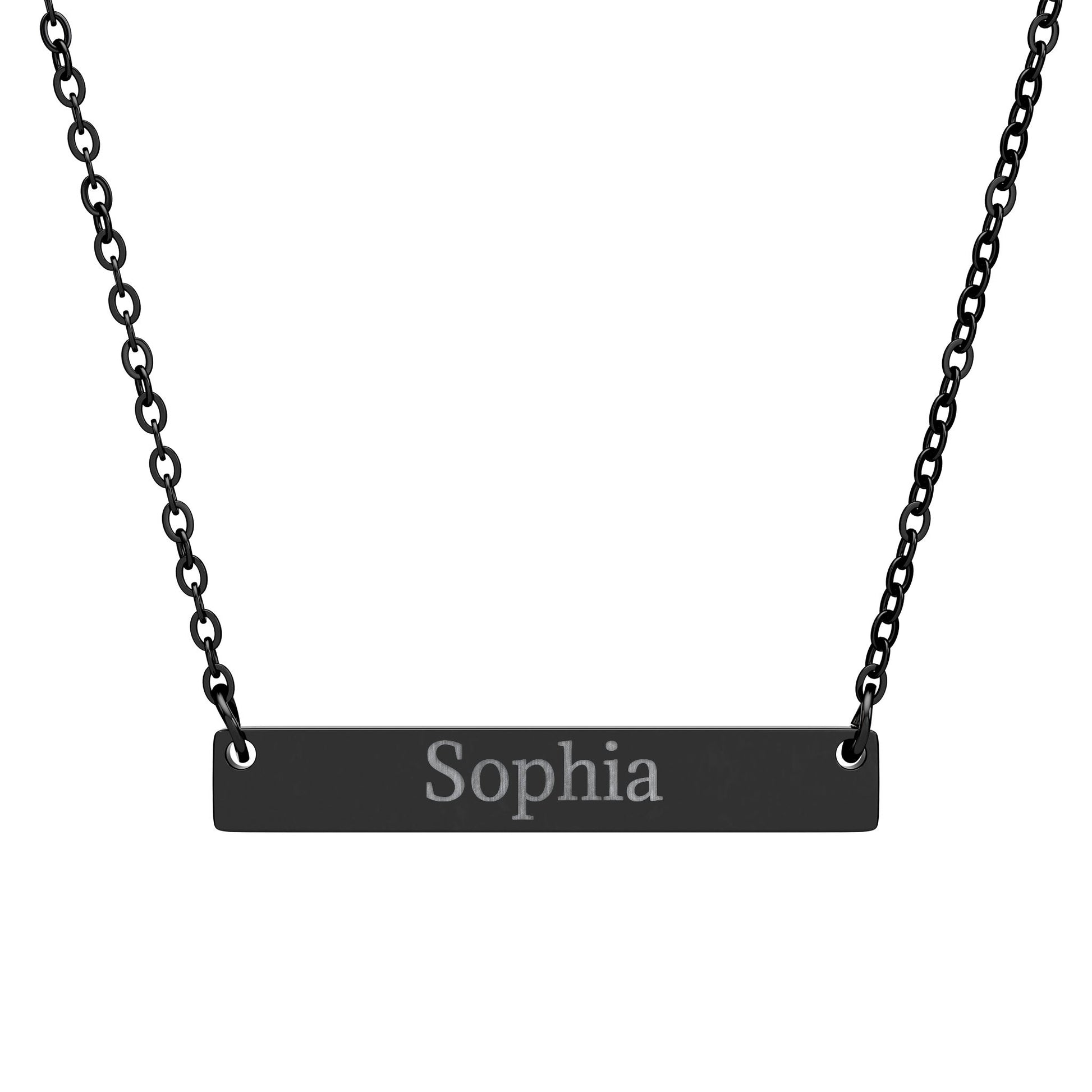 Engraved Name Bar Necklace, Horizontal Bar Necklace | Personalized Jewelry - TRV