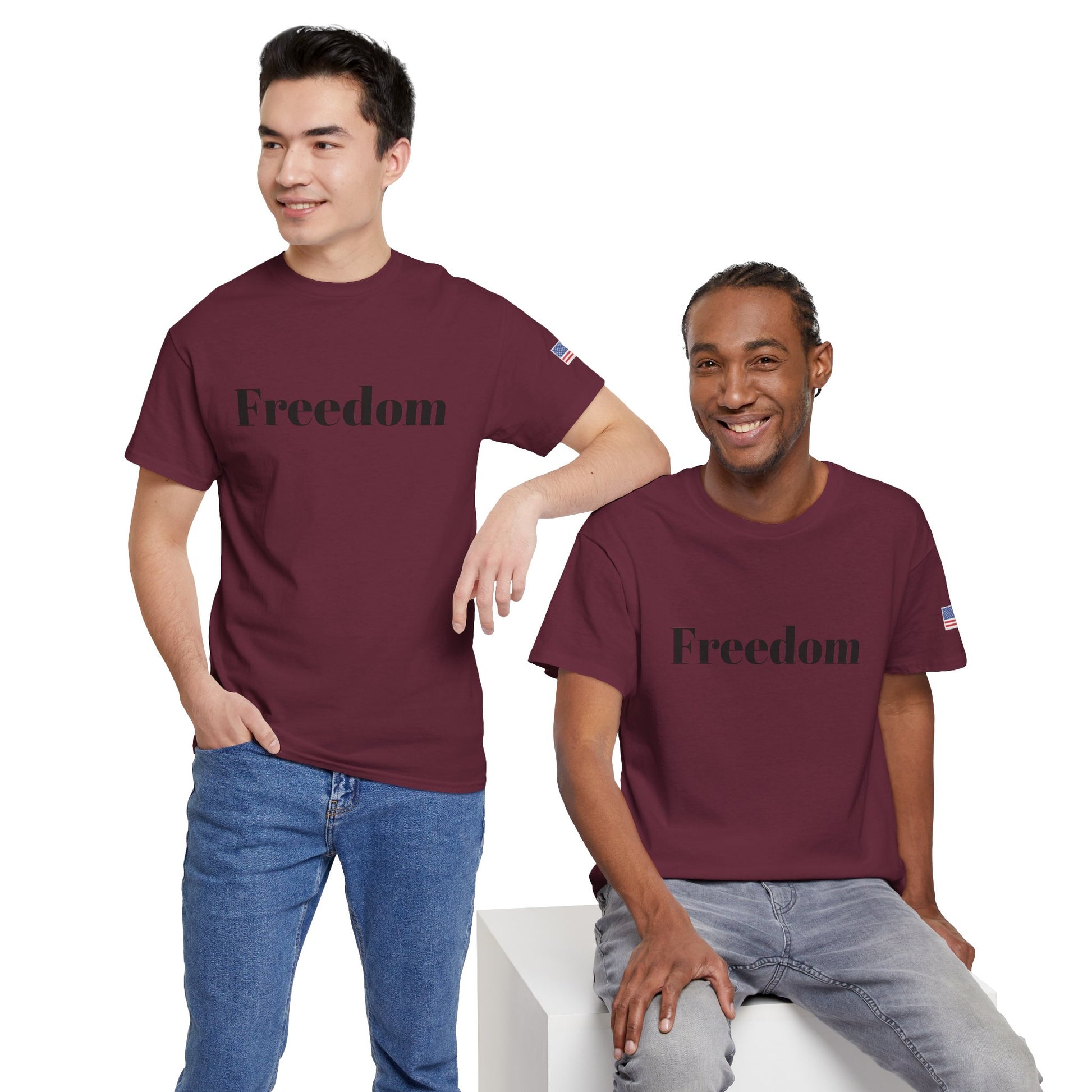 Freedom script tee | T-Shirt, American flag sleeve - TRV