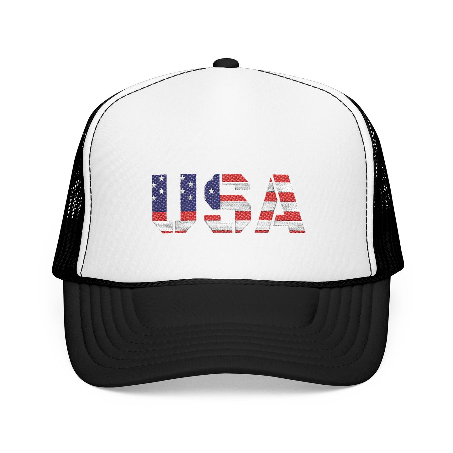USA Flag Embroidered Foam Trucker Hat, Patriotic Cap, Red Mesh Hat, Summer Outdoor Gear, Festival Accessory, July 4th Gift - TRV