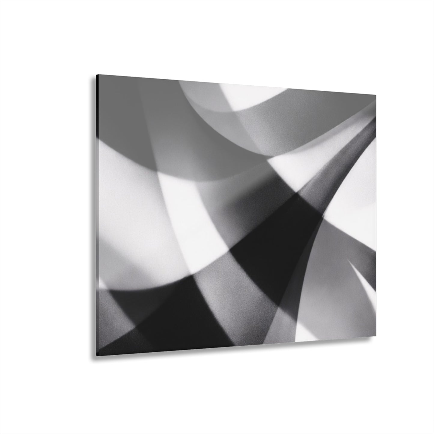 Abstract black and white geometric acrylic print wall art with French cleat hanging for modern home decor, by Printify.